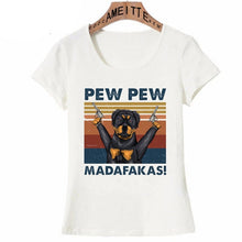 Load image into Gallery viewer, Pew Pew Rottweilers Womens T Shirts-Apparel-Apparel, Dogs, Rottweiler, T Shirt, Z1-Rottweiler-S-2