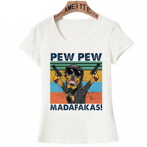 Pew Pew Rottweilers Womens T Shirts-Apparel-Apparel, Dogs, Rottweiler, T Shirt, Z1-6