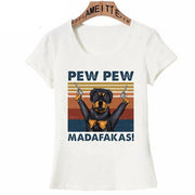 Pew Pew Rottweilers Womens T Shirts-Apparel-Apparel, Dogs, Rottweiler, T Shirt, Z1-7