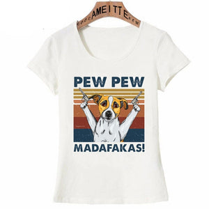 Pew Pew Saint Bernard Womens T Shirt - Series 2-Apparel-Apparel, Dogs, Saint Bernard, T Shirt, Z1-Jack Russell Terrier-S-5
