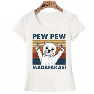 Pew Pew Shar Pei Womens T Shirt - Series 6-Apparel-Apparel, Dogs, Shar Pei, Shirt, T Shirt, Z1-West Highland Terrier-S-11