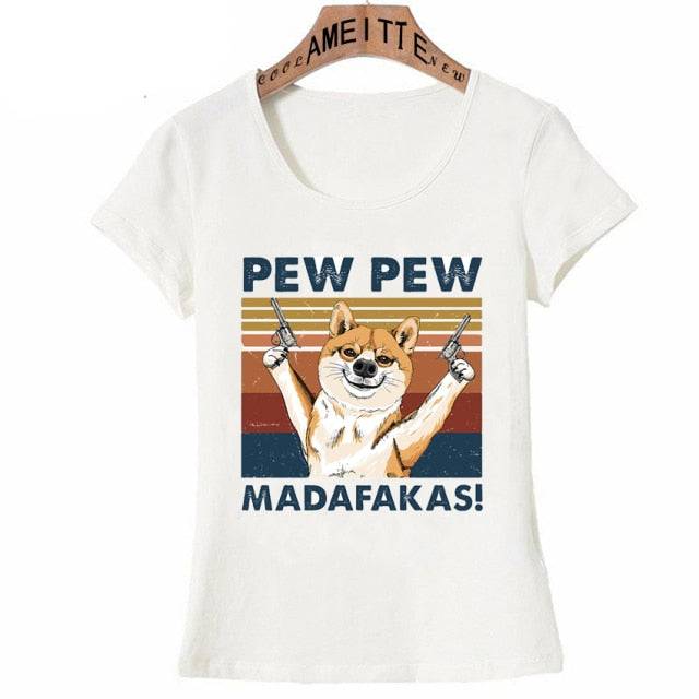 Pew Pew Shiba Inu Womens T Shirt - Series 1-Apparel-Apparel, Dogs, Shiba Inu, Shirt, T Shirt, Z1-Shiba Inu-S-1