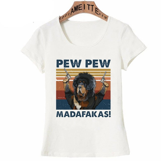 Pew Pew Tibetan Mastiff Womens T Shirt - Series 6-Apparel-Apparel, Dogs, T Shirt, Tibetan Mastiff, Z1-Tibetan Mastiff-S-1