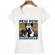 Load image into Gallery viewer, Pew Pew White French Bulldogs Womens T Shirts-Apparel-Apparel, Dogs, French Bulldog, T Shirt, Z1-French Bulldog - White-S-2