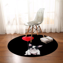 Load image into Gallery viewer, Pied Black and White French Bulldog Love Round Floor Rug-Home Decor-Dogs, French Bulldog, Home Decor, Rugs-2