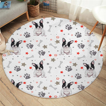 Load image into Gallery viewer, Pied Black and White French Bulldog Love Round Floor Rug-Home Decor-Dogs, French Bulldog, Home Decor, Rugs-4