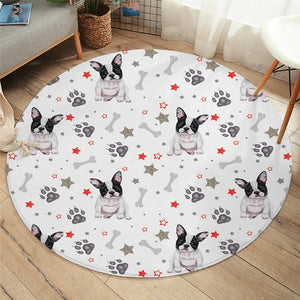 Pied Black and White French Bulldog Love Round Floor Rug-Home Decor-Dogs, French Bulldog, Home Decor, Rugs-4