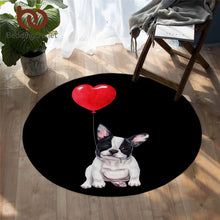 Load image into Gallery viewer, Pied Black and White French Bulldog Love Round Floor Rug-Home Decor-Dogs, French Bulldog, Home Decor, Rugs-8