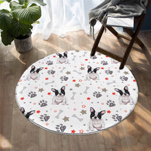 Load image into Gallery viewer, Pied Black and White French Bulldog Love Round Floor Rug-Home Decor-Dogs, French Bulldog, Home Decor, Rugs-9