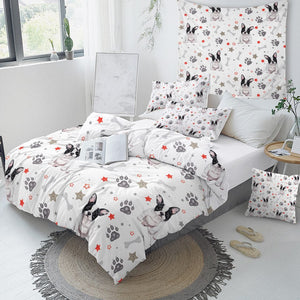 Pied Black and White French Bulldogs Duvet Cover and Pillow Cases Bedding Set-Home Decor-Bedding, Dogs, French Bulldog, Home Decor-2