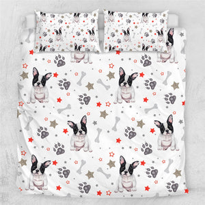 Pied Black and White French Bulldogs Duvet Cover and Pillow Cases Bedding Set-Home Decor-Bedding, Dogs, French Bulldog, Home Decor-3