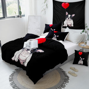 Pied Black and White French Bulldogs Duvet Cover and Pillow Cases Bedding Set-Home Decor-Bedding, Dogs, French Bulldog, Home Decor-6