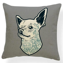 Load image into Gallery viewer, Pink Bunny Ears Pug Cushion Cover - Series 7Cushion CoverOne SizeChihuahua - with Tattoos and Earrings