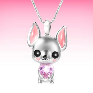 Pink Heart Chihuahua Pendant Necklace-Dog Themed Jewellery-Accessories, Chihuahua, Dogs, Jewellery, Necklace, Pendant-3