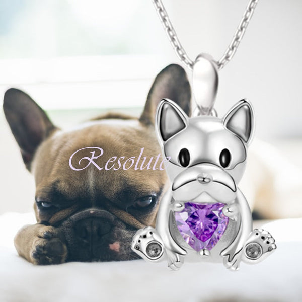 pink heart french bulldog pendant necklace 9 grande