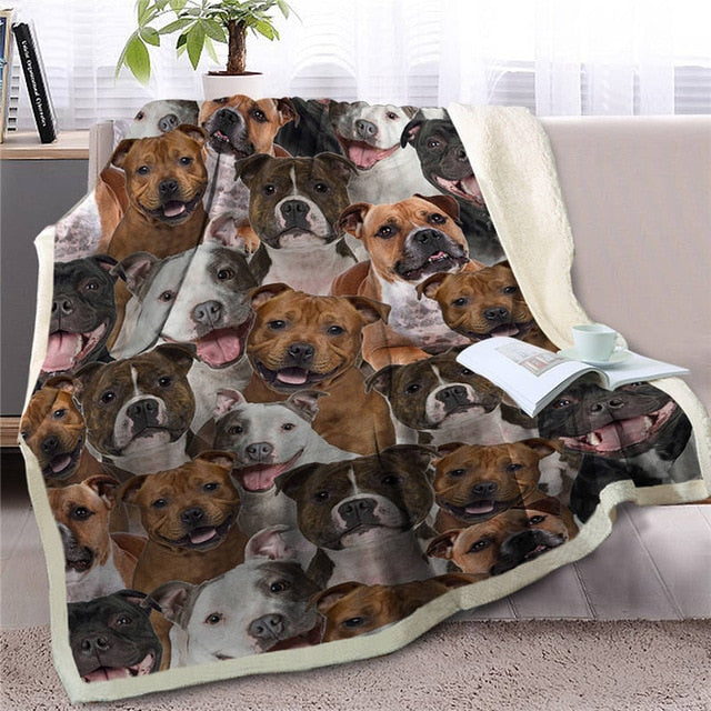 Image of a beautiful Pitbull blanket in infinite smiling American Pit Bull Terriers in all colors design