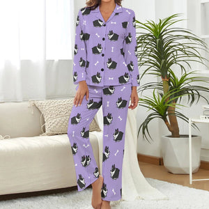 image of a boston terrier pajamas set for women - lavender