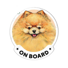 Load image into Gallery viewer, Image of a Pomeranian car sticker in the cutest Pomeranian on Board design.