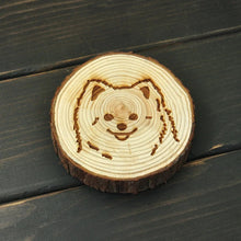 Load image into Gallery viewer, Image of a wood-engraved Pomeranian coaster
