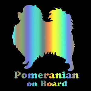 Pomeranian On Board Vinyl Car Stickers-Car Accessories-Car Accessories, Car Sticker, Dogs, Pomeranian-Reflective Rainbow-Large-2 PCS-1