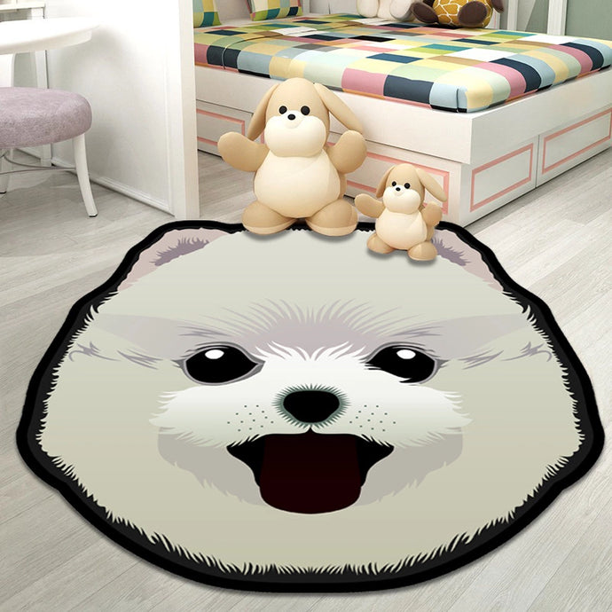 Image of a white pomeranian rug in a children's room