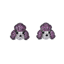 Load image into Gallery viewer, Image of poodle earrings in stone studded poodle loving design