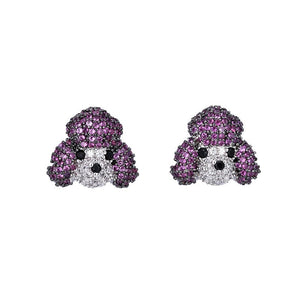 Image of poodle earrings in stone studded poodle loving design