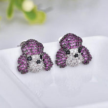 Load image into Gallery viewer, Image of poodle earrings in super cute studded poodle loving design