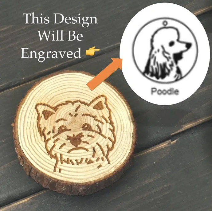 Image of a wood-engraved Poodle coaster