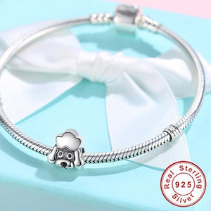 Poodle Love Silver Charm BeadDog Themed Jewellery