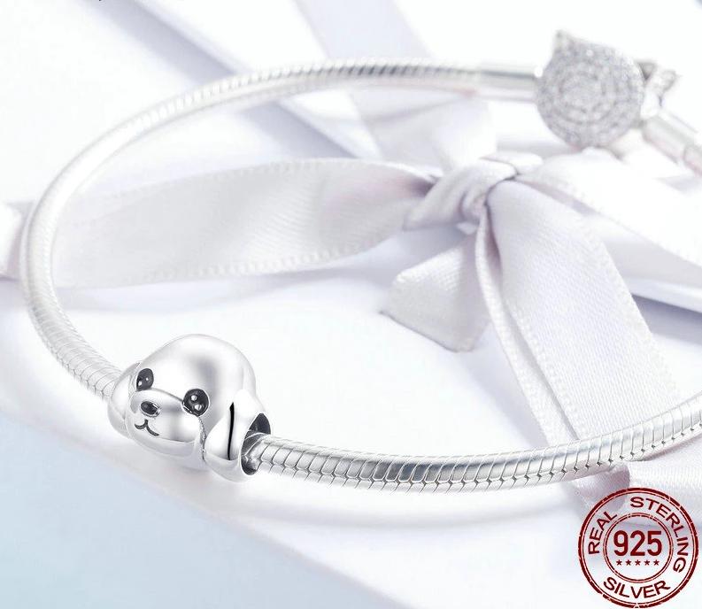 Poodle Love Silver Charm BeadJewellery