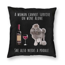 Load image into Gallery viewer, Wine and Poodle Mom Love Cushion Cover-Home Decor-Cushion Cover, Dogs, Home Decor, Poodle-2