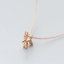 Load image into Gallery viewer, Image of a super cute rose gold Poodle necklace in balloon Poodle design