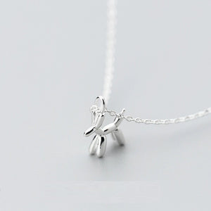 Image of a super cute silver Poodle necklace in balloon Poodle design
