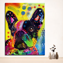 Load image into Gallery viewer, Image of a boston terrier art poster in a curious Boston Terrier pop art design