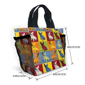 Pop Art French Bulldogs Small Carry Bag-Accessories-Accessories, Bags, Dogs, French Bulldog-10
