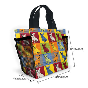 Pop Art French Bulldogs Small Carry Bag-Accessories-Accessories, Bags, Dogs, French Bulldog-5