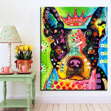 Load image into Gallery viewer, Image of a boston terrier poster in Boston Terrier with a Crown pop art design