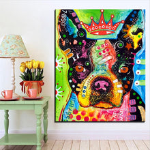 Load image into Gallery viewer, Image of a boston terrier art poster in Boston Terrier with a Crown pop art design