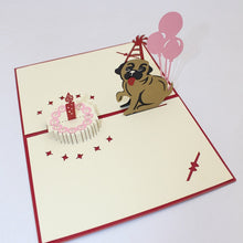 Load image into Gallery viewer, Pop Up Pug Love Birthday Cards- 3 pcs-Accessories-Dogs, Greeting Card, Home Decor, Pug-2