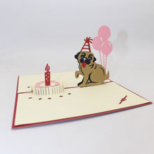Load image into Gallery viewer, Pop Up Pug Love Birthday Cards- 3 pcs-Accessories-Dogs, Greeting Card, Home Decor, Pug-6