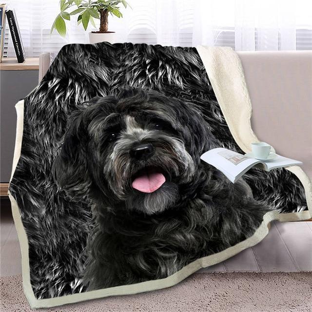 Image of a cutest miniature Schnauzer blanket with smiling Schnauzer design