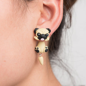 Pug Love Handmade Polymer Clay Earrings-Dog Themed Jewellery-Dogs, Earrings, Figurines, Jewellery, Pug-3