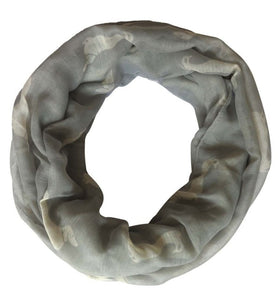 Image of a beautful Dachshund scarf in the color light grey with infinite Dachshunds design