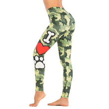 Load image into Gallery viewer, I Love Dogs Military Camo Print Women’s Leggings-Apparel-Apparel, Dogs, Leggings-1