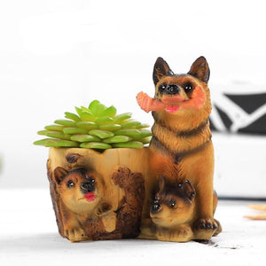 Cutest Puppy Love Succulent Flower Pots - Series 3-Home Decor-Dogs, Flower Pot, Home Decor-German Shepherd - with Puppies-3