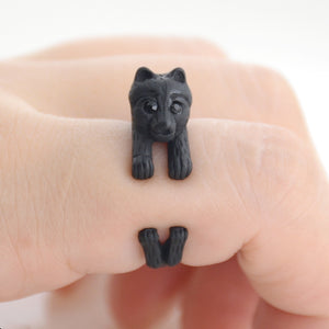 3D Samoyed Finger Wrap Rings-Dog Themed Jewellery-Dogs, Jewellery, Ring, Samoyed-Resizable-Black Gun-5