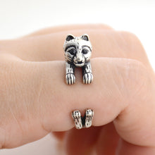 Load image into Gallery viewer, 3D Samoyed Finger Wrap Rings-Dog Themed Jewellery-Dogs, Jewellery, Ring, Samoyed-Resizable-Antique Silver-2