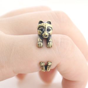 3D Samoyed Finger Wrap Rings-Dog Themed Jewellery-Dogs, Jewellery, Ring, Samoyed-Resizable-Antique Bronze-4
