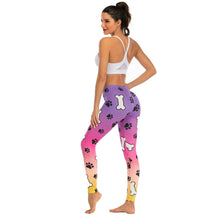 Load image into Gallery viewer, Colourful Paws and Bones Print Women’s Leggings-Apparel-Apparel, Dogs, Leggings-10